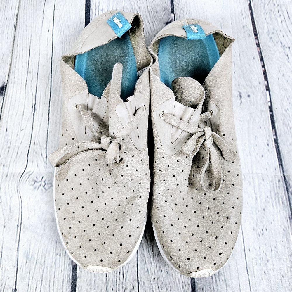 NATIVE | perforated leather lace-up casual sneakers shoes
